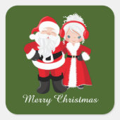 Kerstkerstkerstkerstman en Mrs Claus Vierkante Sticker (Voorkant)