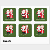Kerstkerstkerstkerstman en Mrs Claus Vierkante Sticker (Vel)