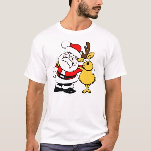 Kerstkerstkerstkerstman en rendier T-shirt (Voorkant)