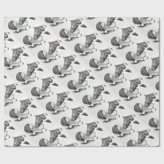 Kerstkerstkerstkerstman en schilderpaard cadeaupapier (Vlak)