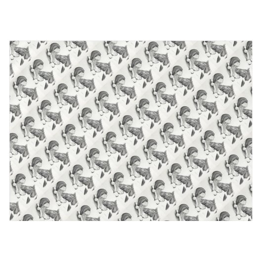 Kerstkerstkerstkerstman en schilderpaard tafelkleed (Voorkant (Horizontaal))