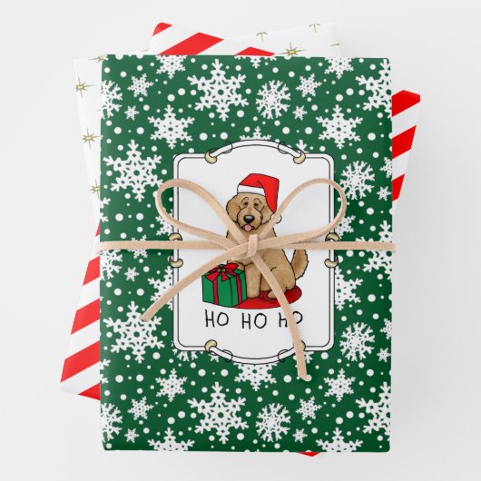 Kerstkerstkerstkerstman Goldendole (gouden rood) D Inpakpapier Vel (In situ)