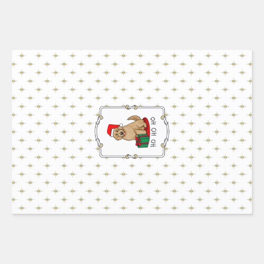 Kerstkerstkerstkerstman Goldendole (gouden rood) D Inpakpapier Vel (Voorkant 3)