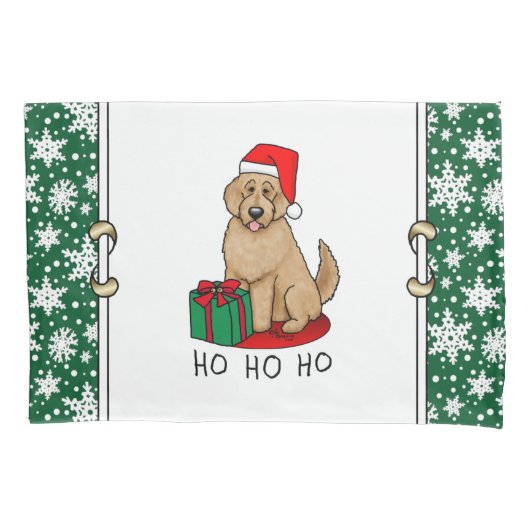 Kerstkerstkerstkerstman Goldendole (gouden rood) D Kussensloop (Voorkant-Links)