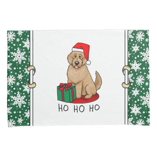 Kerstkerstkerstkerstman Goldendole (gouden rood) D Kussensloop (Voorkant-Rechts)