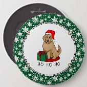 Kerstkerstkerstkerstman Goldendole (gouden rood) D Ronde Button 6,0 Cm (Voorkant /achterkant)