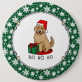 Kerstkerstkerstkerstman Goldendole (gouden rood) D Ronde Button 6,0 Cm (Voorkant)