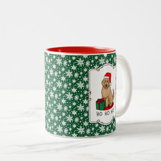 Kerstkerstkerstkerstman Goldendole (gouden rood) D Tweekleurige Koffiemok (Voorkant rechts)