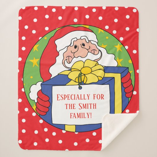 "kerstkerstkerstkerstman"-mandje/medium personalis sherpa deken (Voorkant)