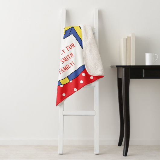 "kerstkerstkerstkerstman"-mandje/medium personalis sherpa deken (In situ)