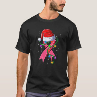 Kerstkerstkerstkerstman met borstkanker met roze l t-shirt