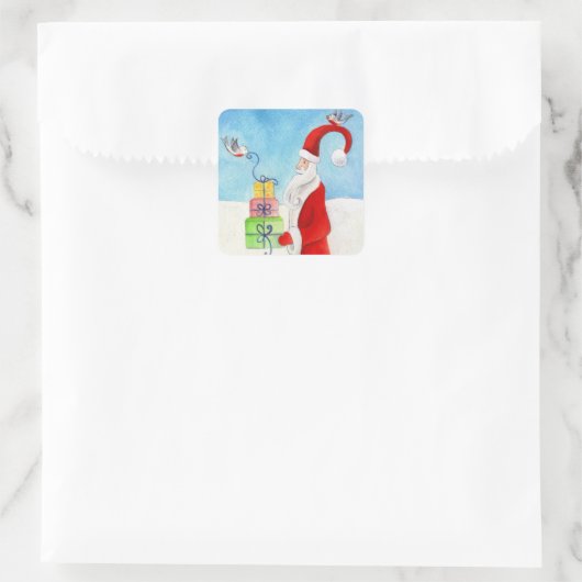 Kerstkerstkerstkerstman met cadeautjes sticker (Tas)