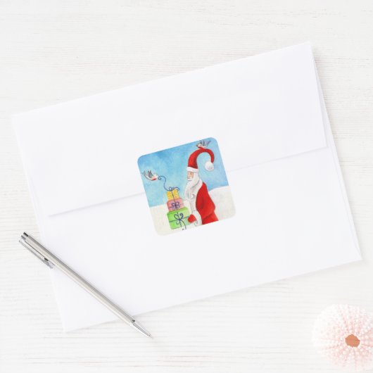 Kerstkerstkerstkerstman met cadeautjes sticker (Envelop)