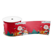 Kerstkerstkerstkerstman met Snowman en Cadeaus Satijnen Lint (Spoel)