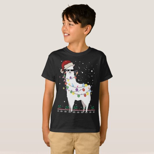 Kerstkerstkerstkerstman met Ugly Xmas Tree Alpaca T-shirt (Voorkant volledig)