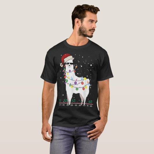 Kerstkerstkerstkerstman met Ugly Xmas Tree Alpaca  T-shirt (Voorkant volledig)
