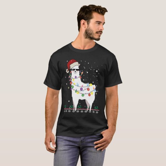 Kerstkerstkerstkerstman met Ugly Xmas Tree Alpaca T-shirt (Voorkant volledig)