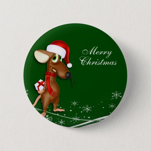 Kerstkerstkerstkerstman-muis Ronde Button 5,7 Cm (Voorkant)
