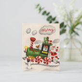 Kerstkerstkerstkerstman op Snoep trein Feestdagenkaart (Staand voorkant)