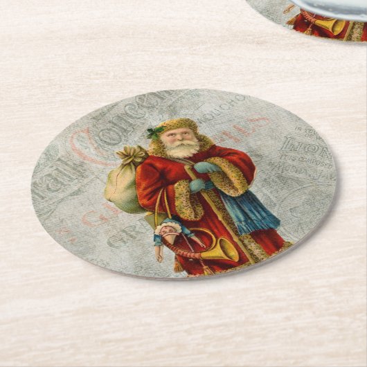  kerstkerstkerstkerstman ronde kartonnen onderzetter (Gebogen)