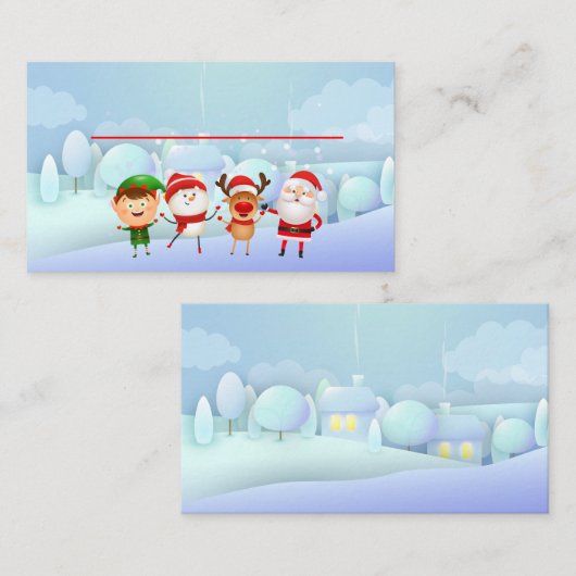Kerstkerstkerstkerstman, Rudolph Snowman Elf Plaatskaartje (Voorkant / Achterkant)