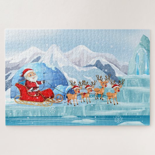 Kerstkerstkerstkerstman, slee en rendier legpuzzel (Horizontaal)
