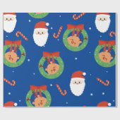 KerstkerstkerstKerstman, snoepsuikerriet en Wreath Cadeaupapier (Vlak)