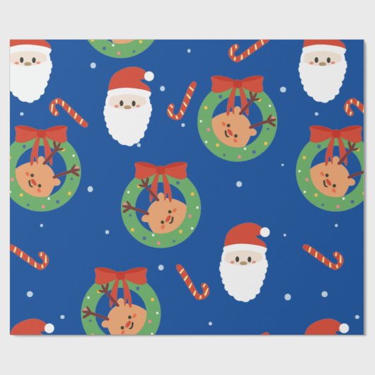 KerstkerstkerstKerstman, snoepsuikerriet en Wreath Cadeaupapier (Vlak)
