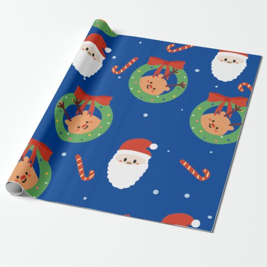 KerstkerstkerstKerstman, snoepsuikerriet en Wreath Cadeaupapier (Uitgerold)