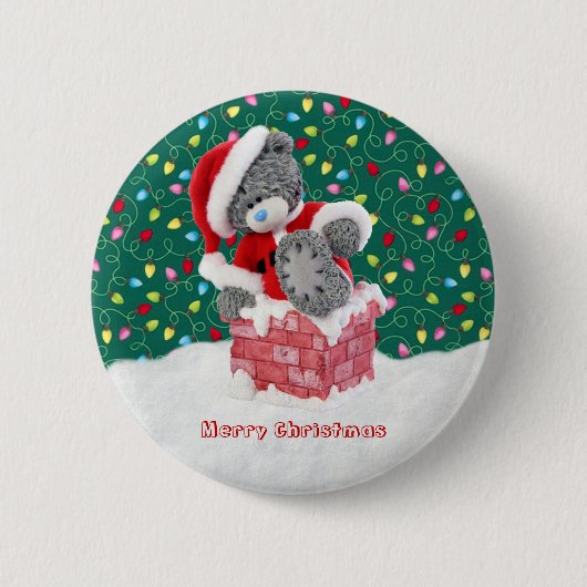 Kerstkerstkerstkerstman Teddy Bear-Button Ronde Button 5,7 Cm (Voorkant)