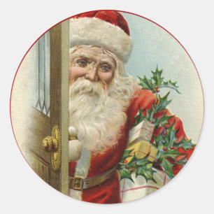 Kerstkerstkerstkerstman  Victoriaans kerstman Ronde Sticker