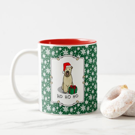 Kerstkerstkerstkerstman Wieten Terrier (piepend 1b Tweekleurige Koffiemok (Met donut)