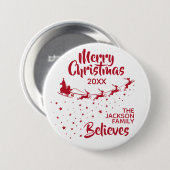 Kerstkerstkerstkerstman's dikkere herenfamilie ronde button 7,6 cm (Voorkant /achterkant)