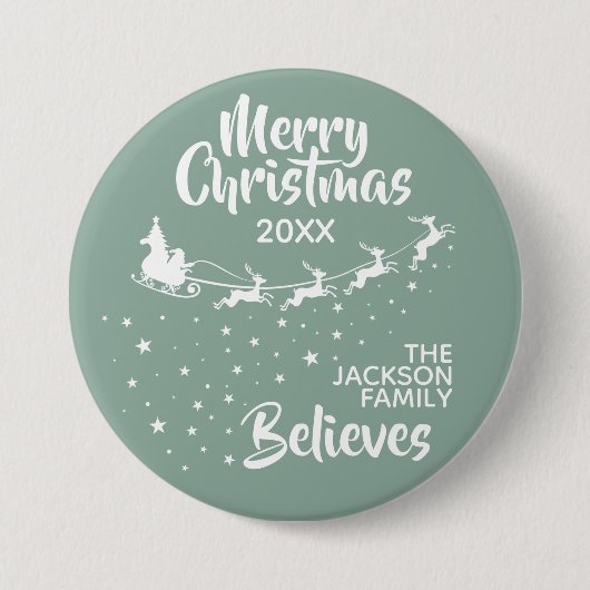 Kerstkerstkerstkerstman's dikkere herenfamilie ronde button 7,6 cm (Voorkant)