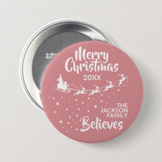 Kerstkerstkerstkerstman's dikkere herenfamilie ronde button 7,6 cm (Voorkant /achterkant)