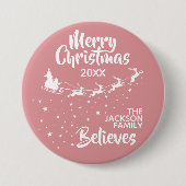 Kerstkerstkerstkerstman's dikkere herenfamilie ronde button 7,6 cm (Voorkant)