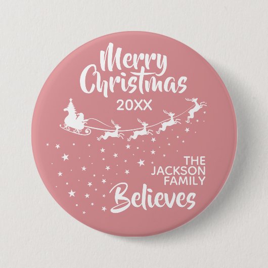 Kerstkerstkerstkerstman's dikkere herenfamilie ronde button 7,6 cm (Voorkant)