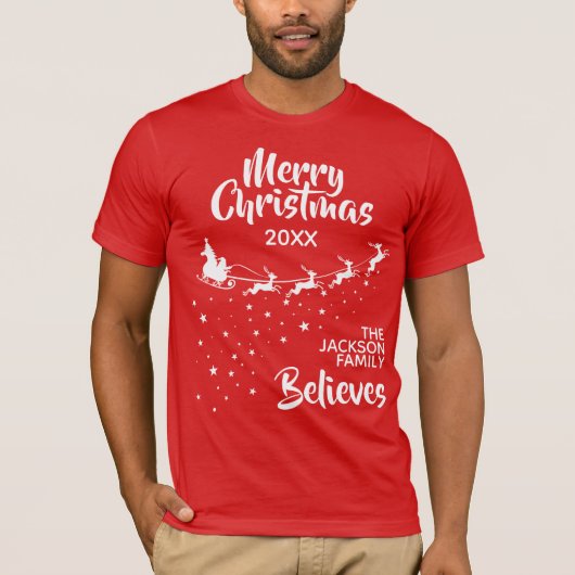Kerstkerstkerstkerstman's dikkere herenfamilie t-shirt (Voorkant)