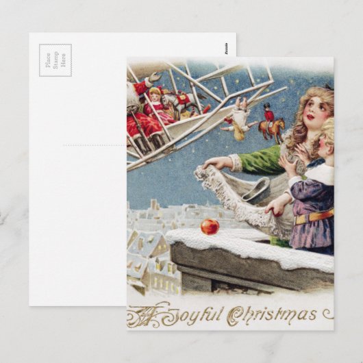 Kerstkerstkerstkerstmis Vintage Feestdagenkaart (Voorkant / Achterkant)