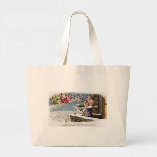 Kerstkerstkerstkerstmis Vintage Grote Tote Bag (Voorkant)
