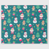 Kerstkerstkerstkerstpapier en kerstkerstkerstmanpa cadeaupapier (Vlak)