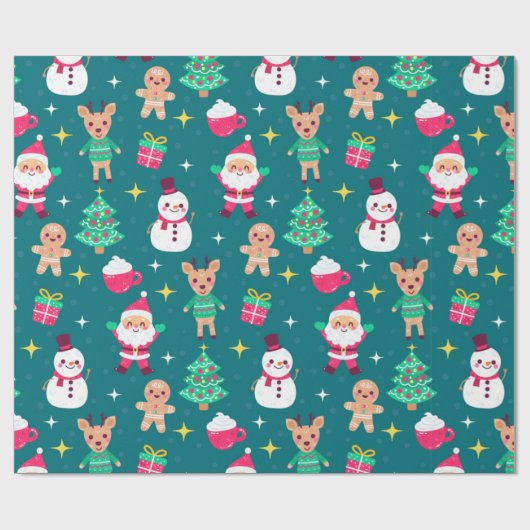 Kerstkerstkerstkerstpapier en kerstkerstkerstmanpa cadeaupapier (Vlak)