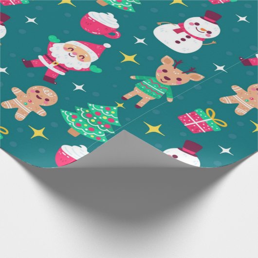 Kerstkerstkerstkerstpapier en kerstkerstkerstmanpa cadeaupapier (Hoek)