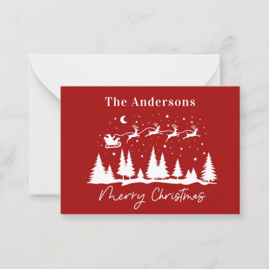 kerstkerstkerstkersttaart en rendierslee notitiekaartje (Voorkant)