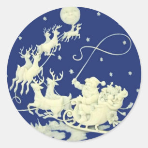 kerstkerstkerstkerstVintage kunst met  Briefkaart Ronde Sticker