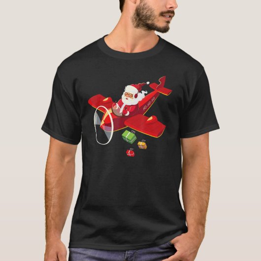 Kerstkerstkerstkerstvliegtuig met piloot t-shirt (Voorkant)