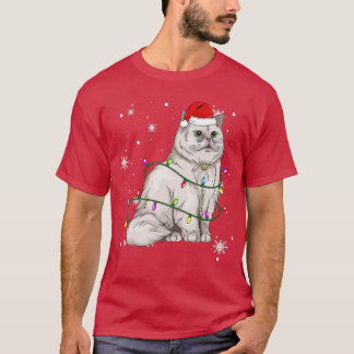 Kerstkerstkerstlampje met Perzische kat Santa T-shirt