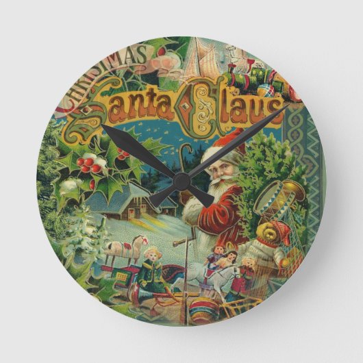 Kerstkerstkerstman Antiek  Victoriaans Ronde Klok (Voorkant)