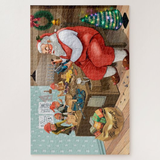 Kerstkerstkerstman Elves Monogram Folklore Traditi Legpuzzel (Verticaal)
