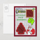 Kerstkerstkerstman en -boom Voeg foto's toe Feestdagenkaart (Voorkant / Achterkant)